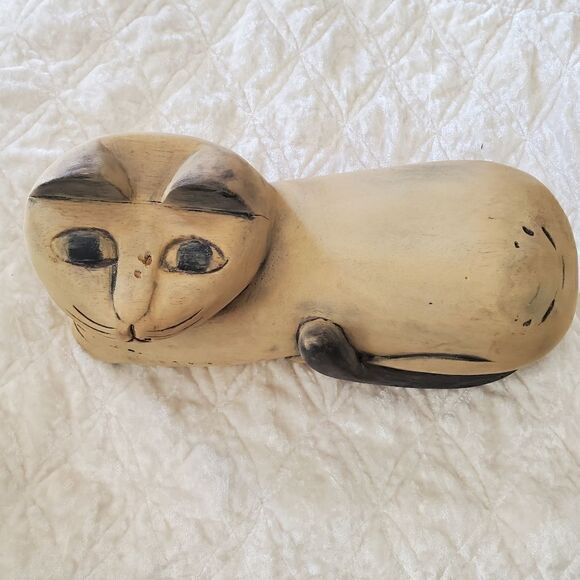 Hand Carve Wood Cat - Picture 2 of 10
